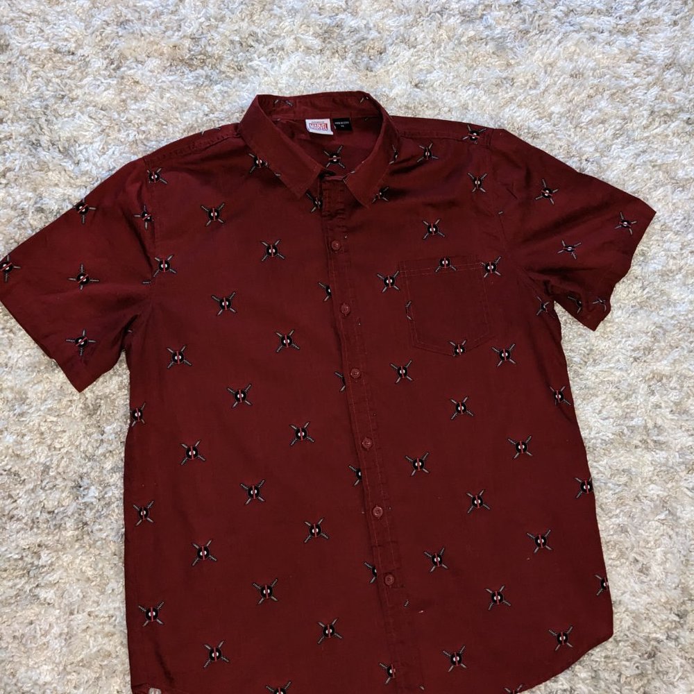 Marvel Deadpool Print Button Down Shirt Size Xl - image 2
